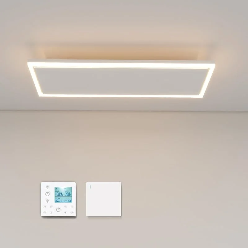 Riscaldamento a infrarossi, montaggio a soffitto, 1340 W, a infrarossi, con illuminazione a LED, radiatore, con termostato, telecomando, piastra riscaldante, pannello riscaldante