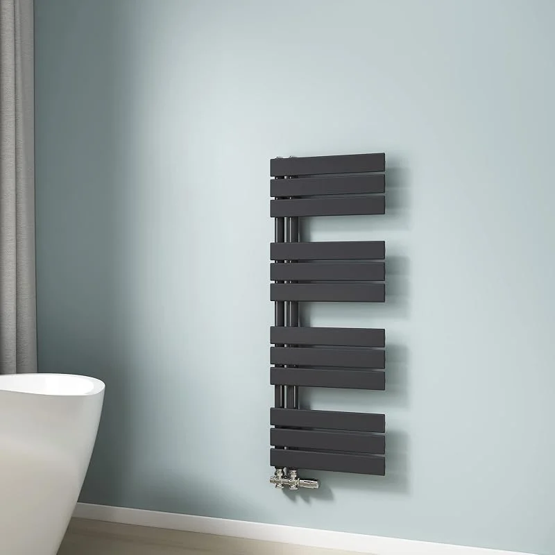 EMKE Scaldasalviette termoarredo piatto, Termoarredo da Bagno, 1041 x 400 mm, Antracite colore, collegamento laterale, 456W, radiatore scaldasalviette ad acqua calda — Riscaldamento
