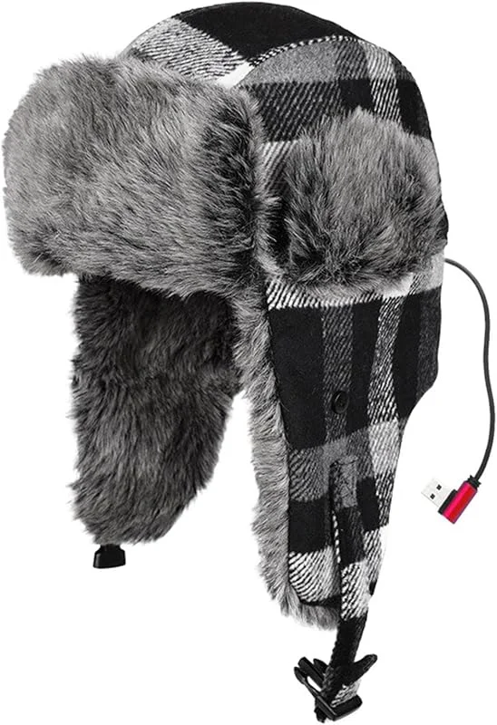 Générique Berretto riscaldante USB, caldo e morbido in peluche a tre regolazioni, berretto da trappola invernale con riscaldamento USB, per lui e uomini, donne, adulti, ciclismo, passeggiata, navetta — Abbigliamento riscaldato