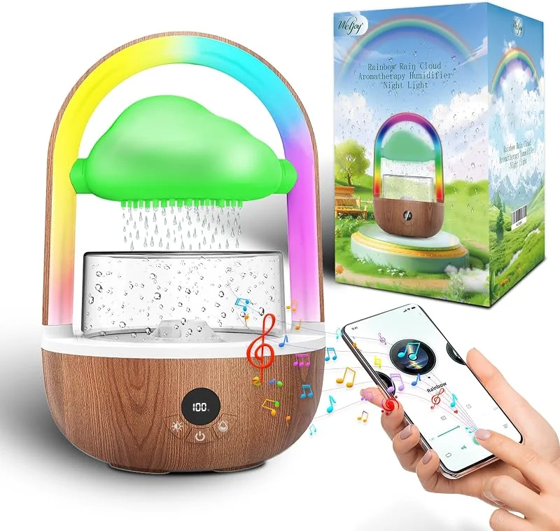 Umidificatore Nuvole Di Pioggia Con Luce Arcobaleno, Weljoy Umidificatore Camera Da Letto Con Esclusiva APP, Umidificatore Camera Dei Bambini Con Luci LED
