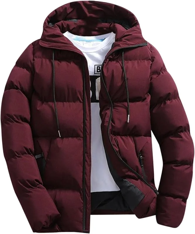 Giubbotto Uomo Invernale con Cappuccio, Piumino Trapuntato Caldo Antivento, Giacca Casual Tinta Unita Comoda per Uso Quotidiano Lavoro Autunno Inverno M-6XL — Abbigliamento riscaldato