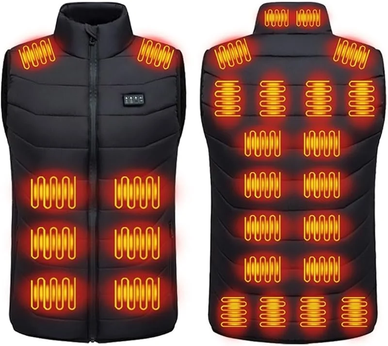 Generico Gilet Riscaldato Uomo Donna, 28 Zone di Riscaldamento 3 Temperatura, Giacca Riscaldata Elettrico, Lavabile Giubbotto Riscaldato per Caccia Moto e Campeggio — Abbigliamento riscaldato