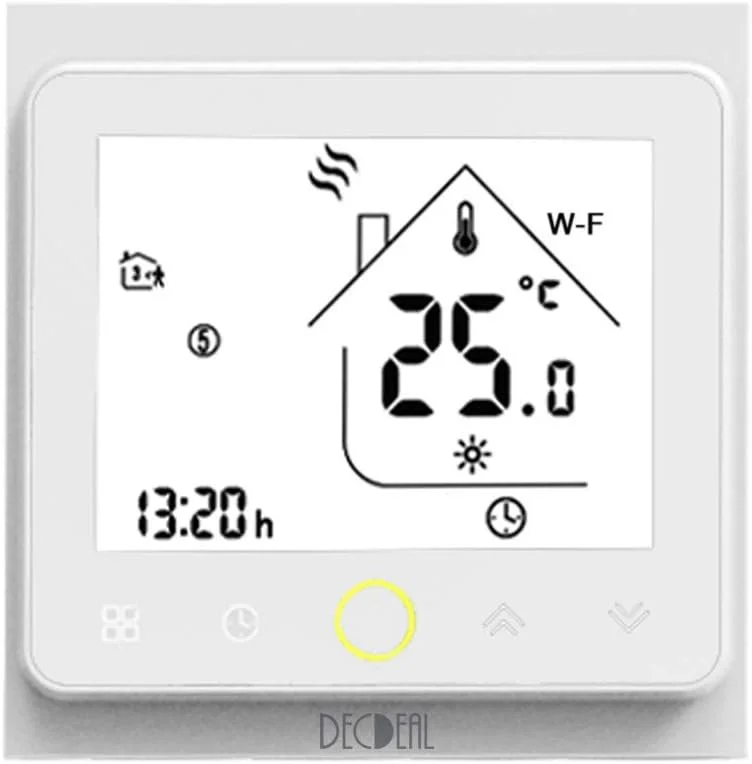 Decdeal Termostato WiFi per Caldaia a Gas, Termostato caldaia Programmabile, Supporto App, Controllo Vocale, Compatibile con Alexa, Google Home（5A）-Bianco — Riscaldamento