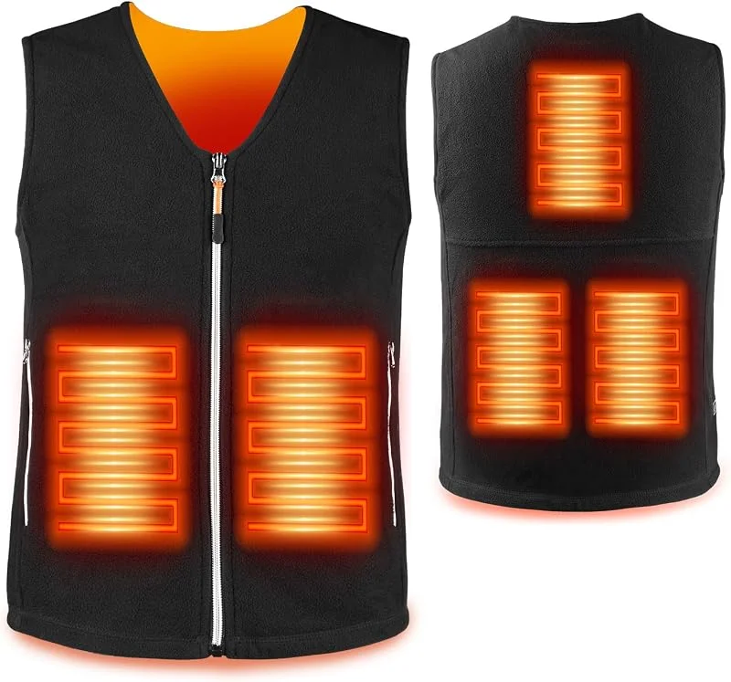 Gilet riscaldato per uomo e donna, in pile, con scollo a V, senza power bank, con 5 zone di riscaldamento, 3 livelli di riscaldamento, per pesca e campeggio — Abbigliamento riscaldato