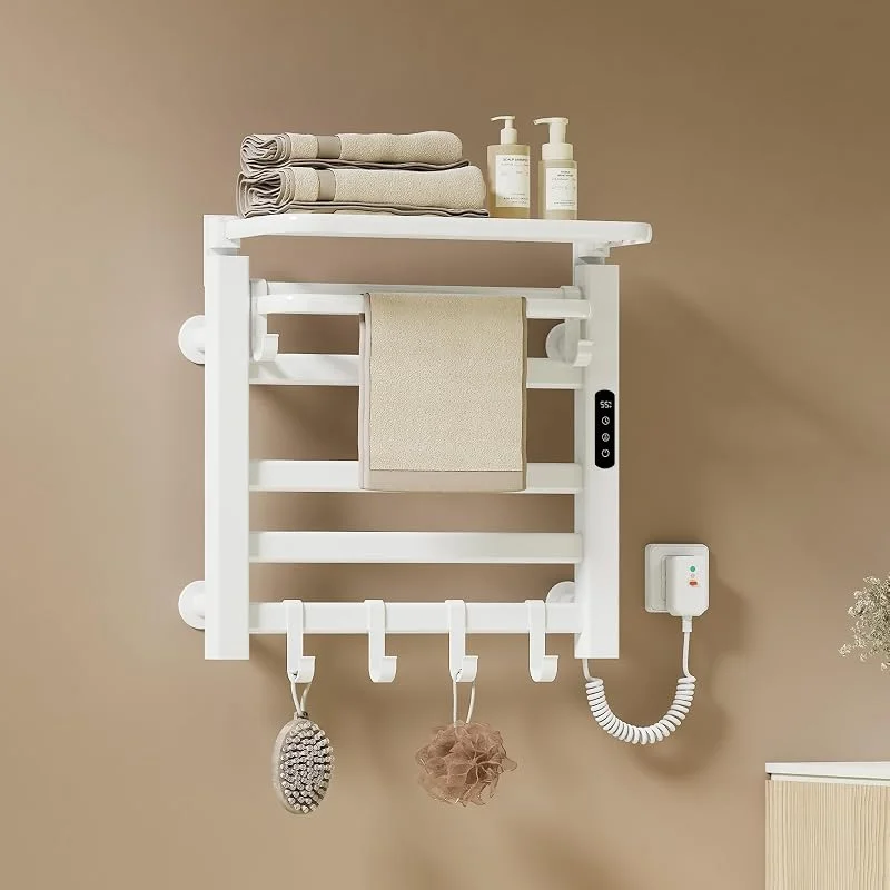EMKE Scaldasalviette Elettrico 50 x 50 cm, Termostato Smart WiFi, Radiatore Elettrico per Bagno, Scaldasalviette Elettrico, Bianco, 135W — Riscaldamento
