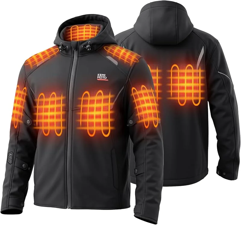 KEMIMOTO Giacca Riscaldata Uomo con Batteria e Protezioni CE Rimovibili — Abbigliamento riscaldato
