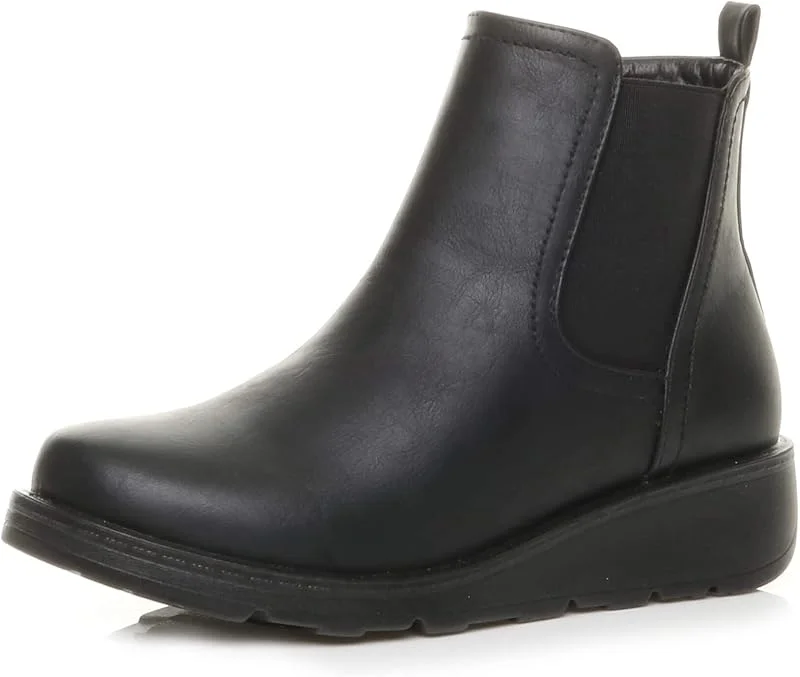 Donna Tacco a Zeppa Bassa Cerniera Lampo Elastico Comfort Stivali Chelsea Stivaletti Taglia — Abbigliamento riscaldato