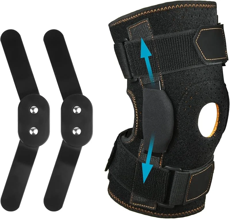 AOOWU Tutore Ginocchio Regolabile, Ginocchiera Ortopedica con Stecche Laterali Ginocchio Stabilizzatori Aperte, Supporto Sportiva per Artrite, Lesioni dei Legamenti, Escursioni, Arrampicate — Abbigliamento riscaldato