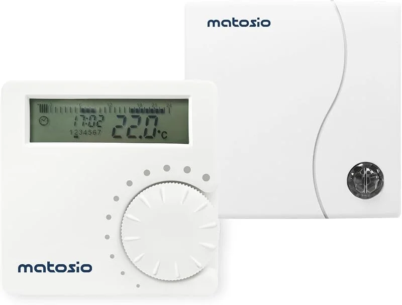 TH611RS - Termostato programmabile per caldaia senza fili con ricevitore, termostato ambientale da parete, colore: Bianco — Riscaldamento