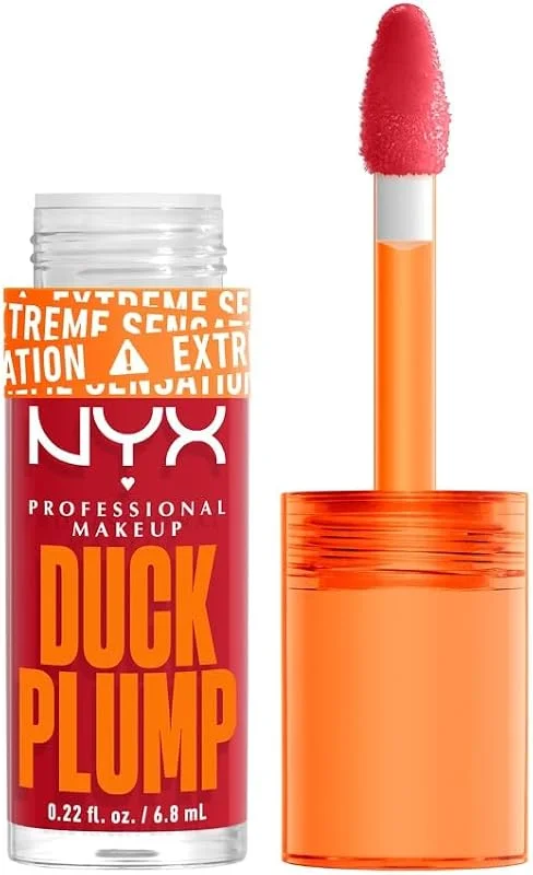 NYX Professional Makeup Gloss Rimpolpante, Altamente Pigmentato, Volume Immediato e Duraturo, Arricchito con Zenzero Piccante, Duck Plump, Tonalità: Cherry Spice, 6, 8 ml — Trucco