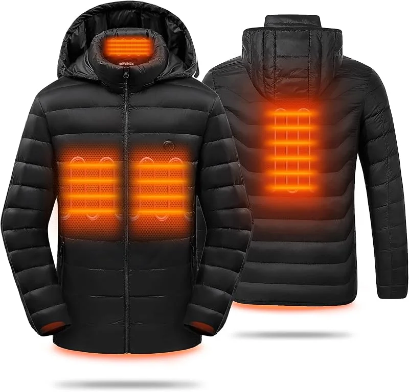 HEWINZE Giacca da donna riscaldata con cappuccio, piumino caldo da donna, giacca invernale per escursioni all'aria aperta, caccia, moto, campeggio — Abbigliamento riscaldato