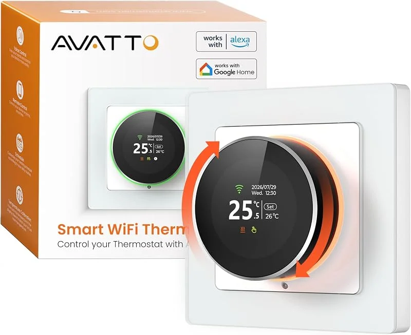 AVATTO Termostato intelligente con manopola girevole, per riscaldamento a pavimento ad acqua, WiFi, termostato digitale, compatibile con Alexa, Google Home