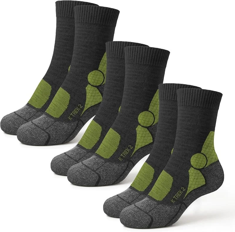 Kaiera - Trek Mid – 3 paia di Calze Tecniche da Trekking in Lana Merino, Comfort 4 Stagioni, Rinforzate e Made in Italy — Abbigliamento riscaldato