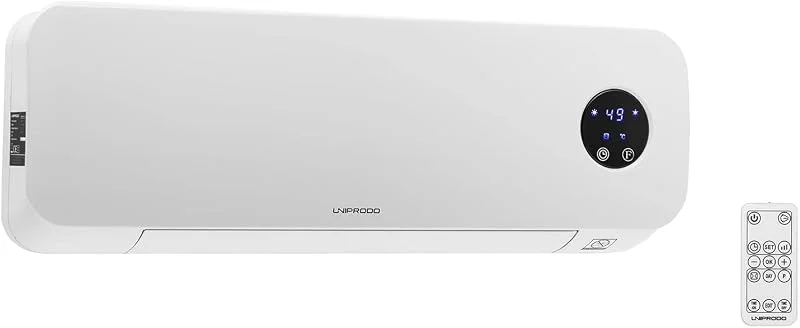 UNI_HEATER_10 - Termoventilatore in ceramica, da 10 a 49 °C, 1.000 W, 2.000 W, telecomando, riscaldatore elettrico, termoventilatore in ceramica — Riscaldamento