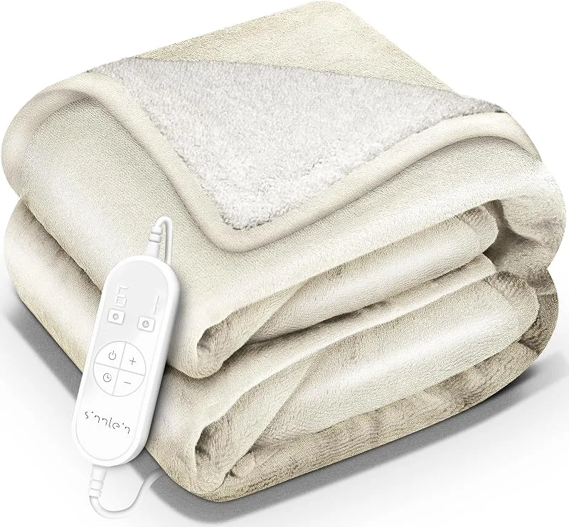 sinnlein® Coperta Elettrica 200x180cm con spegnimento automatico, 9 Livelli di Riscaldamento, Timer, Riscaldamento Rapido, Per Divano, Letto