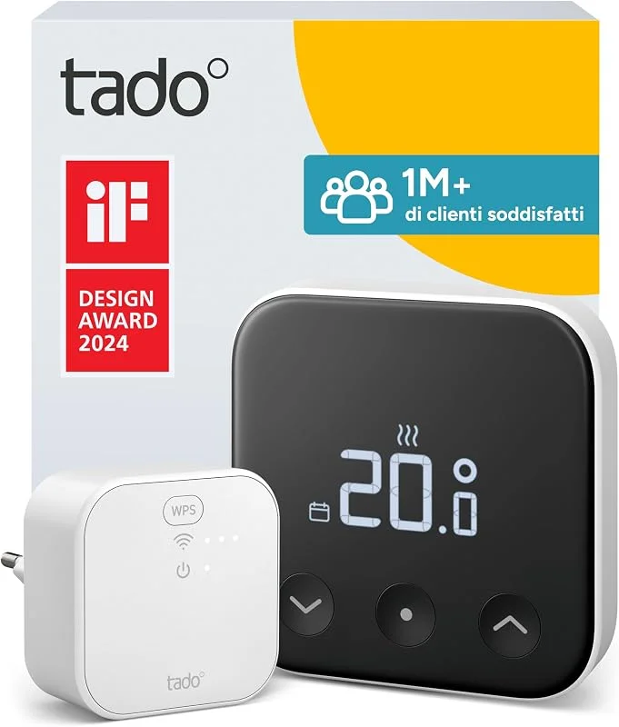 tado° termostato intelligente X – Starter Kit, termostato ambiente cablato e Bridge X, controllo del riscaldamento tramite app e smart speaker (Alexa, Siri, Google)