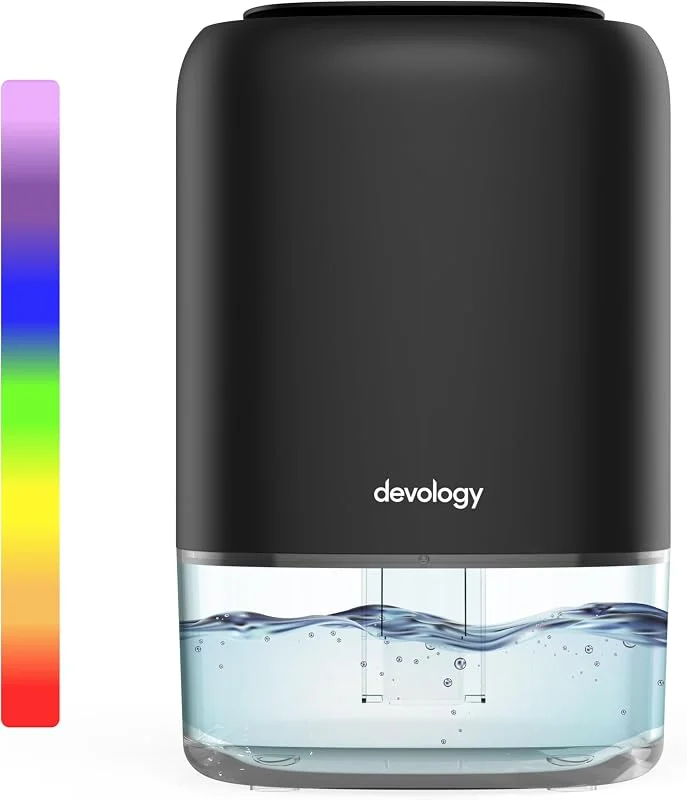 Mini Deumidificatore Portatile Compatto da 1100 ml - Efficienza Elettrica - Elimina Muffa, Umidità e Condensa per Casa - Super Silenzioso <30dB 7 Colori di Illuminazione d'Ambiente a LED