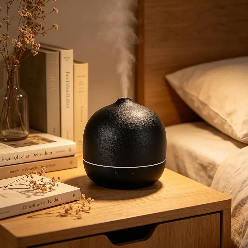 Diffusore di aromi: diffusore di oli essenziali a ultrasuoni da 2, 4 MHz, in ceramica, con umidificatore, spegnimento automatico, senza BPA, silenzioso, ideale per camera da letto, ufficio, yoga, spa e