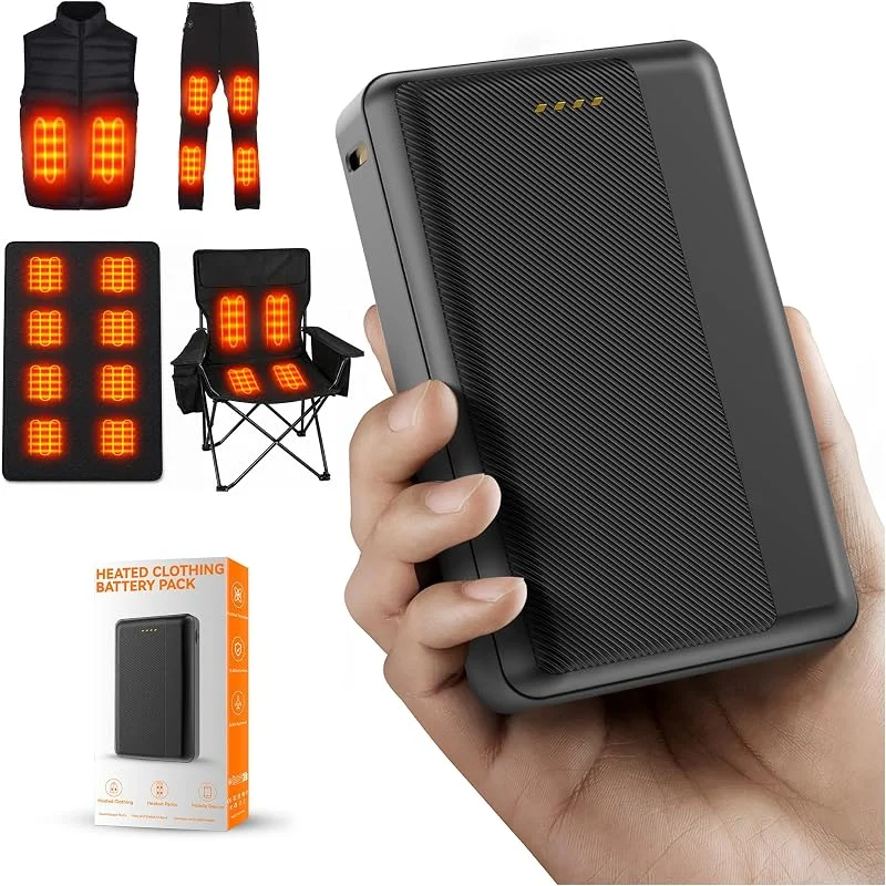 Power Bank USB 5 V 20000 mAh per gilet riscaldato (nero, USB 5 V 20000 mAh) batteria ricaricabile giacche riscaldate, gilet cappotti — Abbigliamento riscaldato