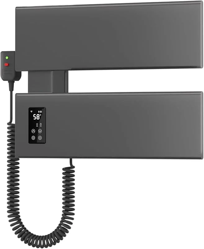 TINS Scaldasalviette Elettrico Termoarredo Bagnocon Schermo LED e Controllo App Portasciugamani Elettrico Temporizzatori e Termostato(30-70℃) Termoarredo Elettrico a Parete- Gun Gray, 35cm — Riscaldamento
