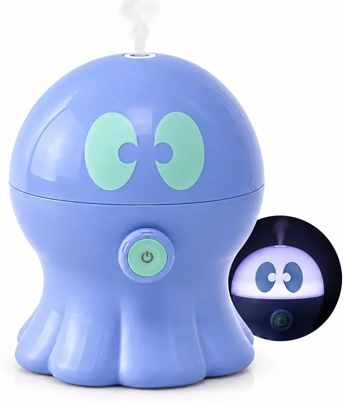 MARLIN Umidificatore Ambiente Bambini 300ml con Luce Notturna e Timer Diffusore per Ambienti Oli Essenziali Umidificatore Ambiente Ultrasuoni Aromaterapia Autospegnimento Azzurro Gisa Wellness