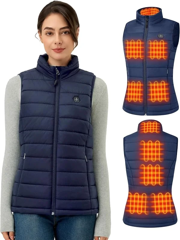 Gilet Riscaldato Donna con Batteria Inclusa da 7.4V e 16000mAh, 9 Zone di Riscaldamento, 3 Livelli di Temperatura Regolabili Semplicità Classica Gilet, Ideale per Attività all'Aperto Viaggi Sport — Abbigliamento riscaldato