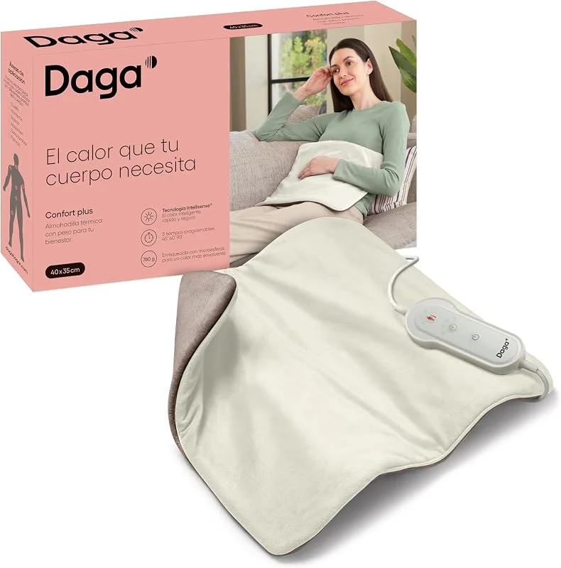 DAGA Cuscino termico con peso Comfort Plus, tecnologia Intellisense, morbido tessuto, multi-timer, 4 temperature, 35 x 40 cm — Riscaldamento