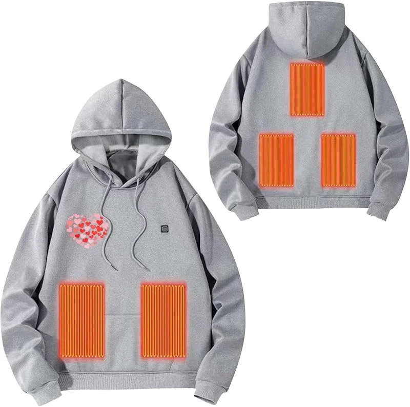 HAOLEI Felpa con Cappuccio Riscaldata per Uomini Donne Giacca Riscaldata Invernale Unisex Inclusa Felpa Termica Calda elettrica USB 3 Livelli di Temperatura per Sci Caccia all'aperto (Senza Batteria) — Abbigliamento riscaldato