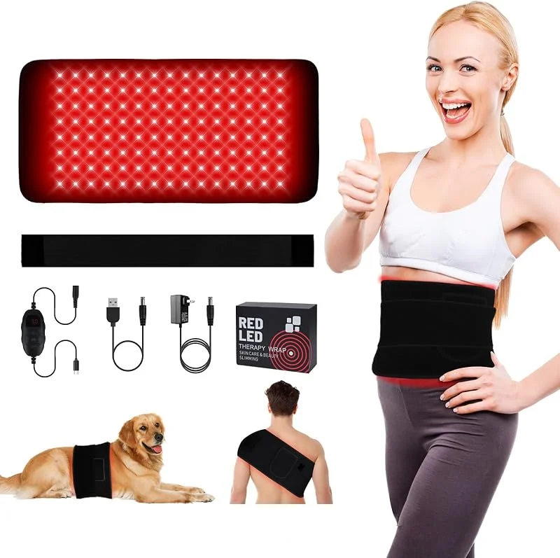 Cintura terapeutica a 120 LED, 660 nm, 850 nm, lampada a infrarossi, cintura sottile, terapia a luce rossa, perdita di peso con timer, massaggiatore posteriore regolabile con riscaldamento e
