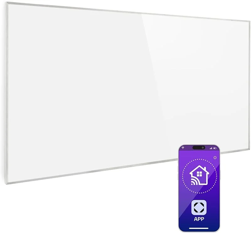 Klarstein Stufa Elettrica Infrarossi Basso Consumo, Pannello Radiante Infrarossi 600W, Controllo IoT, WiFi App, Pannelli a Riscaldamento, Pannello per Riscaldamento Senza CO2