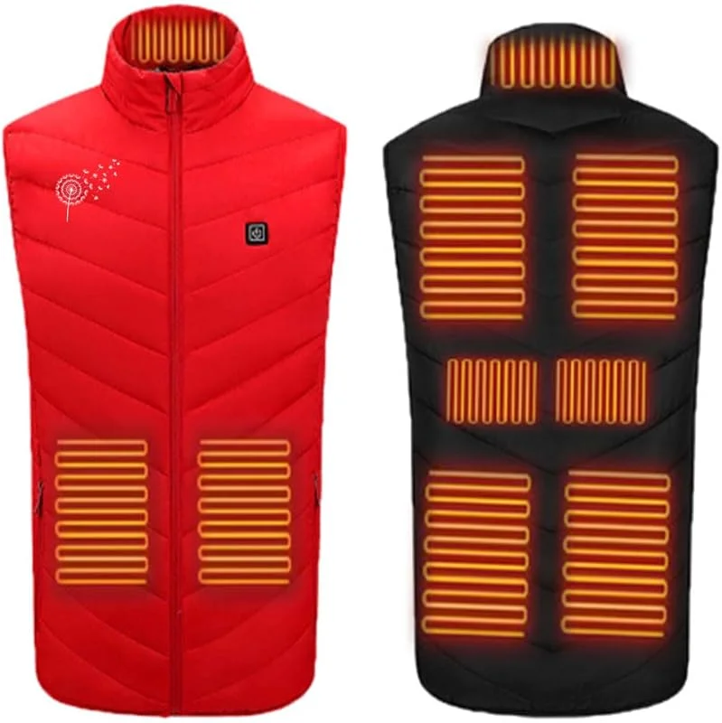 HEONSATI Gilet Riscaldante Elettrico Giubotto Caldo Lavabile Giacca Senza Maniche Trekking Giubbotto Termoriscaldato Gilet Riscaldato Uomo Da Lavoro Giubbotti Sci Impermeabile Gilet Riscaldato Moto — Abbigliamento riscaldato