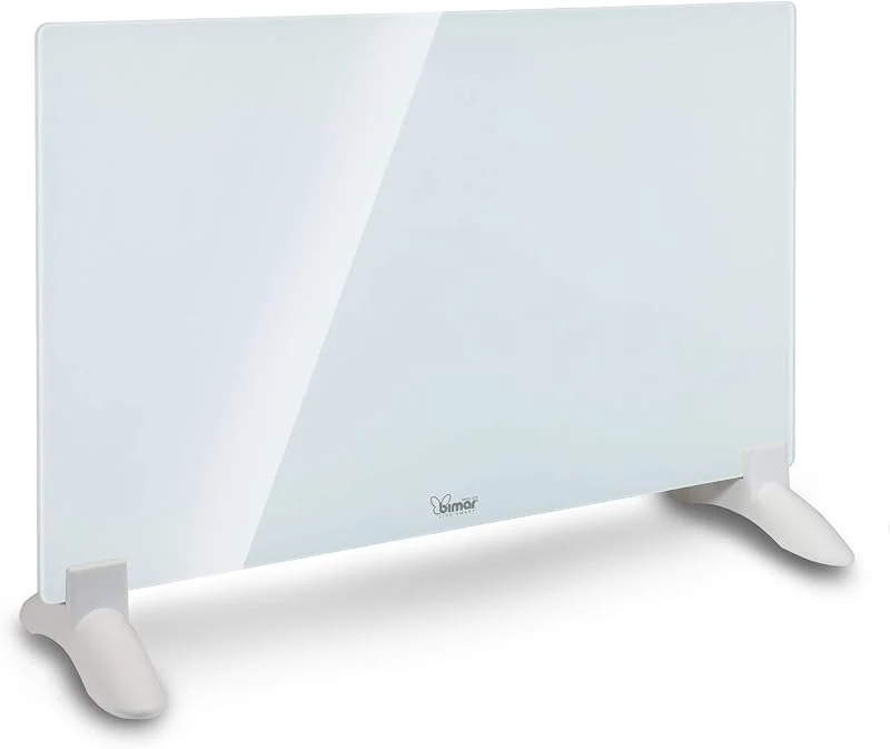 Bimar HC508 Termoconvettore a Muro o Pavimento, Riscaldatore Convezione Naturale, Corpo Metallo e Pannello Frontale in Vetro, Stufa Elettrica da Parete, Protezione IP24 (Spruzzi Acqua) — Riscaldamento