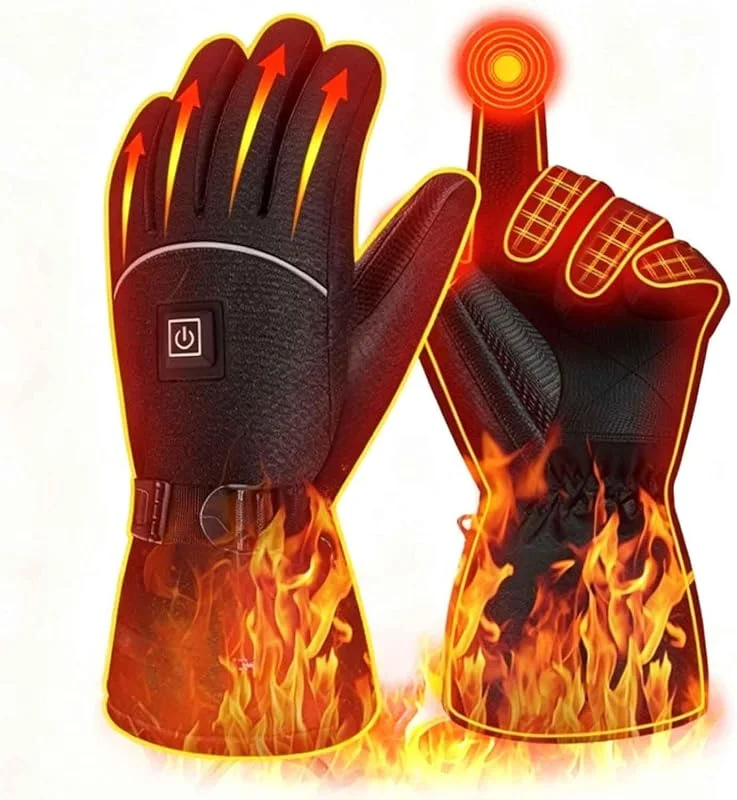 Guanti Riscaldati Invernali USB Elettrici - Touch Screen Guanti Uomo Donna Scaldamani con Riscaldamento delle Dita, 7, 4V 4000 MAh Batteria Ricaricabile per la Caccia Pesca Sci Moto Ciclismo -L — Abbigliamento riscaldato