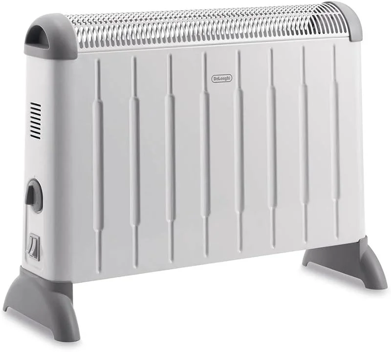 De'Longhi HCM2030 TermoConvettore Elettrico, Silenzioso, 3 Livelli di Potenza, Manopola Intuitiva, per Ambienti Fino a 60m³, Maniglia, Funzione Antigelo, Leggero, termostato di sicurezza, Bianco — Riscaldamento
