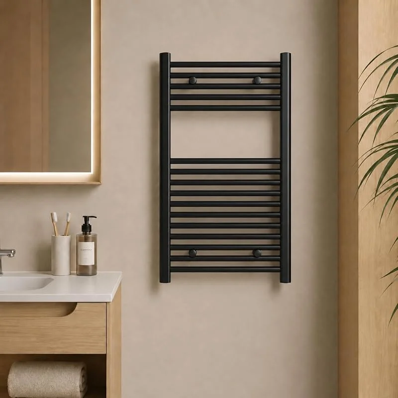 OGOMONDO Termoarredo Bagno Scaldasalviette Acciaio Nero Opaco — Riscaldamento
