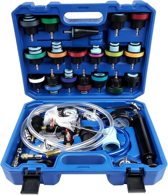 31 Pezzi Universale Radiatore Pressione Tester Kit per Il Test del Sistema di Raffreddamento del radiatore Pressione per Auto, Strumento ad Aria compressa per Auto, Blu — Riscaldamento