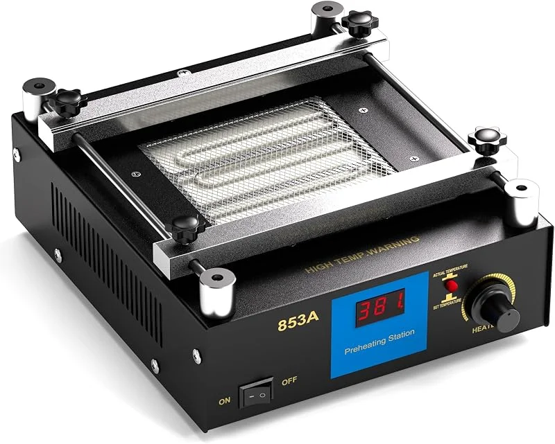 Piastra riscaldante per saldatura 853A, piastra riscaldante da 110 V 450 W per stazione di rilavorazione SMD BGA, piastra riscaldante per forno a preriscaldamento a infrarossi 50-400 °C per saldatura