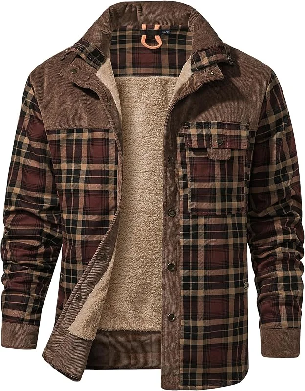 Mr.Stream Camicia da Uomo in Stile Casual da Boscaiolo Plaid Flanella A Quadri Camicia Imbottita da Lavoro di Cotone Cappotto Invernale — Abbigliamento riscaldato