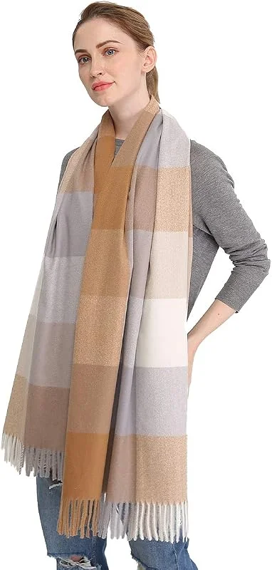 Donna Morbida sciarpa in lana di cashmere Grande scalda Pashminas e avvolgente coperta con stola calda — Abbigliamento riscaldato