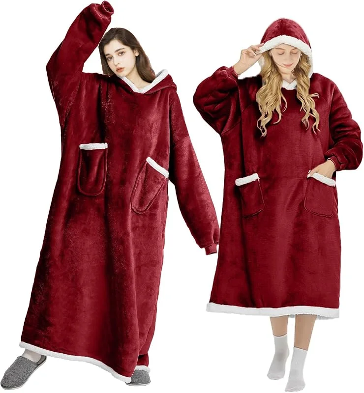 Coperta con maniche donna Coperta con cappuccio da uomo Coperta accogliente con maniche Per coperta TV per adulti — Abbigliamento riscaldato