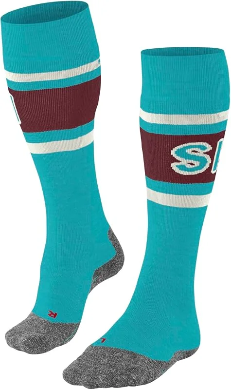 FALKE SK2 Intermediate Logo W Kh lana filo funzionale caldi spessi 1 paio, Calzini da sci Donna, Turchese Peacock Blue 6536, 37-38 — Abbigliamento riscaldato