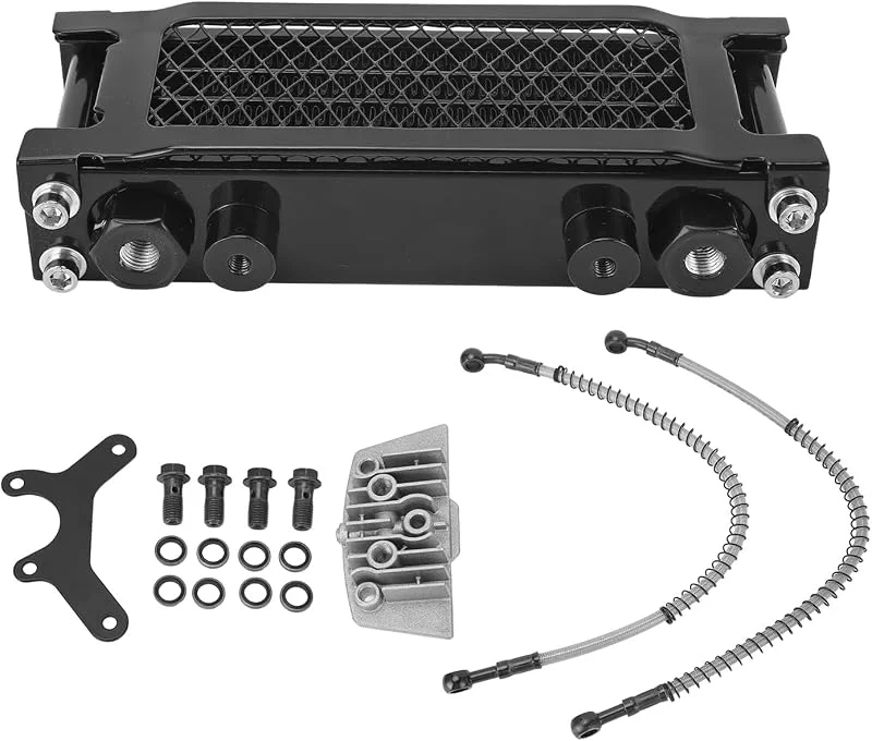 Aramox Kit Radiatore Olio Moto, Kit Radiatore Olio Moto Alluminio 4 File Sostituzione Ad Alta Efficienza per Monkey 125 50 a 150 Dirt Pit Bike (BLACK) — Riscaldamento