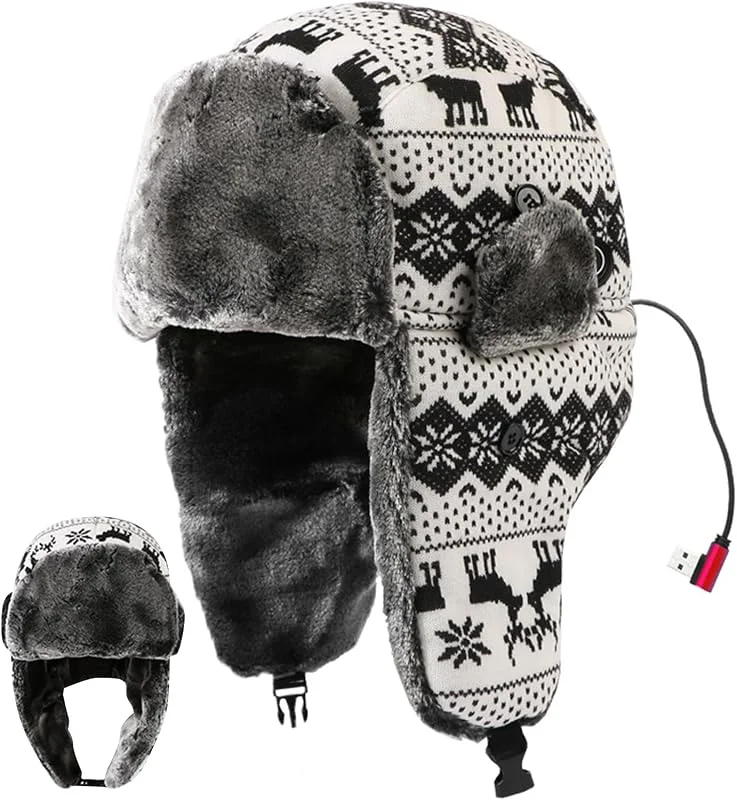 Cappello invernale Ushanka, tre impostazioni, resistente al vento, cappello riscaldato, per uomini, donne, adulti, adolescenti, ciclismo, passeggiate, pendolarismo — Abbigliamento riscaldato