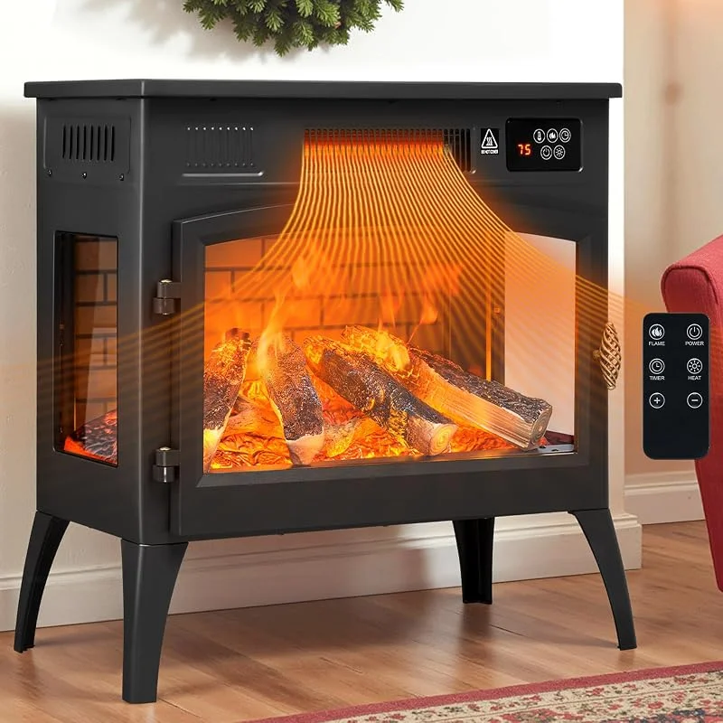 Stufa elettrica indipendente da 61 cm con 6 colori di fiamma realistici variabili, 1000 W, 1500 W, con protezione contro il surriscaldamento per interni, camera da letto, soggiorno, ufficio