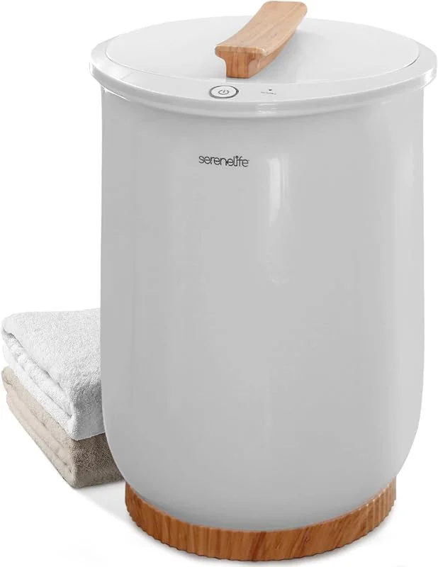 SereneLife Scaldasalviette Bianco, Scaldasalviette Grande per Spa e Bagno, Lusso Regalo per Lui e Lei, Spegnimento Automatico, Adatto a 2 Asciugamani Grandi, Coperte, Accappatoi, Pigiami (Bambù) — Riscaldamento