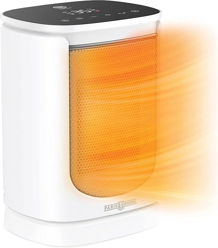 Paris Rhône Termoventilatore a risparmio energetico, 2000 W, con termostato di oscillazione automatica, timer 12 ore, oscillazione di 70°, per bagno, camera da letto, ufficio — Riscaldamento