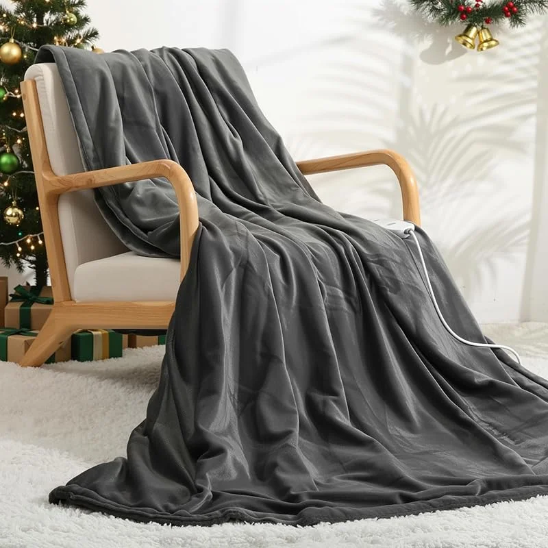 Coperta Elettrica Riscaldata Flanella Grande 150x200cm, Protezione Spegnimento Automatico 10 Ore, Riscaldamento Rapido e Uniforme, Display Digitale e Controllo Intelligente Della Temperatura, Lavabile