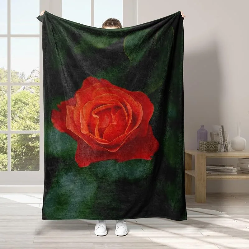Foglia Coperta di Flanella 220x240cm, Fiori Blanket Morbido Caldo e Confortevole, Modello di Copert con Stampa 3D, Adatto a Tutte le Stagioni — Riscaldamento