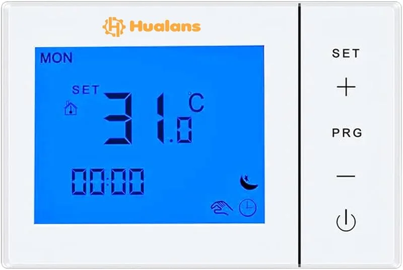 Termostato Digitale a Batteria per Caldaia a Gas 2 Fili, Cronotermostato da Parete Programmabile, Termostato Caldaia Display LCD, Installazione Facile (Batterie Escluse, NO WiFi) — Riscaldamento