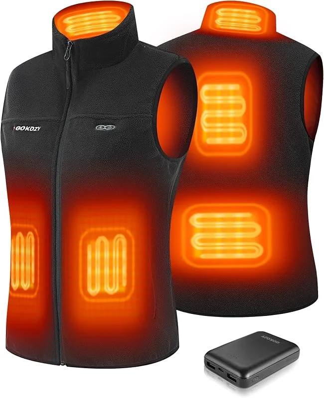 Gilet Riscaldato Donna in Pile, Gilet riscaldabile con Batteria Elettrico Leggero Giacca Riscaldata 5 Zone con 3 Temperature Regolabili Outdoor, scii, cacci — Abbigliamento riscaldato